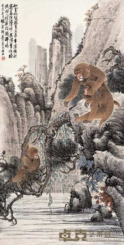 胡涂 1919年作 封侯图 立轴 139.5×71.5cm